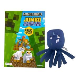 Minecraft Gift Set | Squid Plush Toy + Jumbo Coloring & Activity Book for Kids